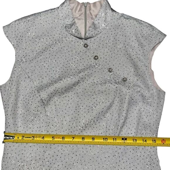 Vintage J.R. Nites by Caliendo Silver Gray Sparkly Formal Midi Dress Cap Sleeve - Picture 10 of 11